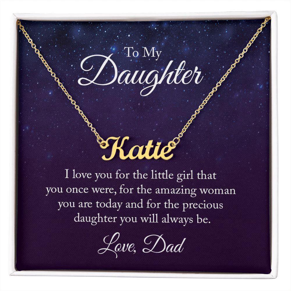 To My Daughter Love Dad Personalized Name Necklace