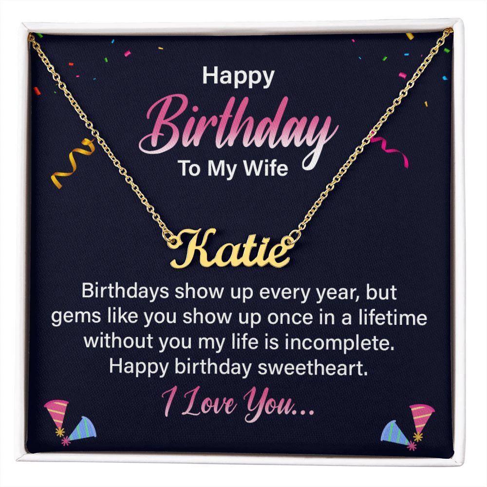Happy Birthday to my Wife - Personalized Name Necklace