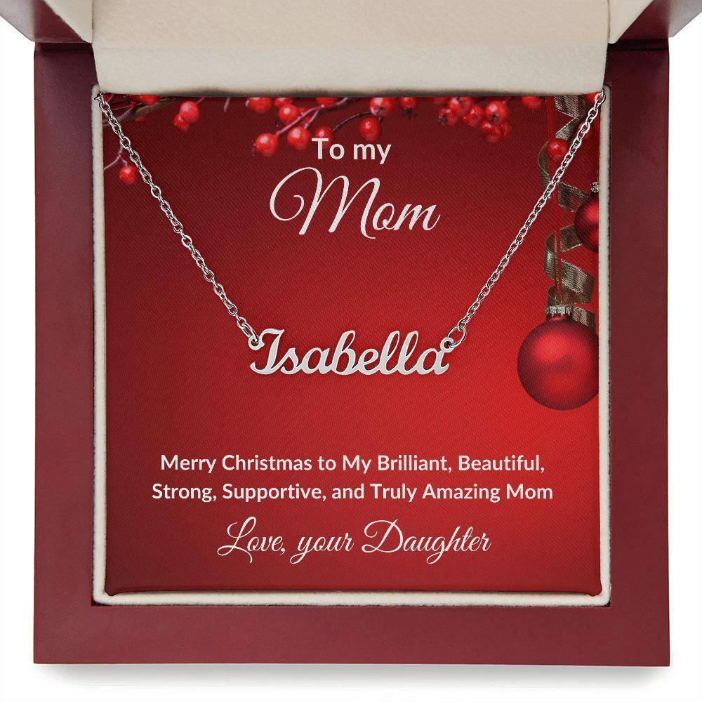 Mother Christmas Gift from Daughter Script Name Necklace