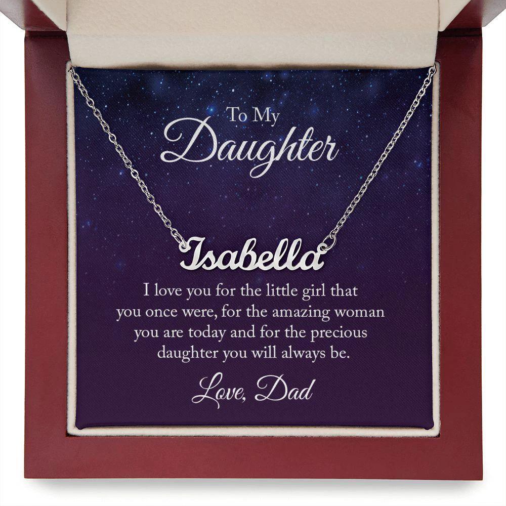 To My Daughter Love Dad Personalized Name Necklace