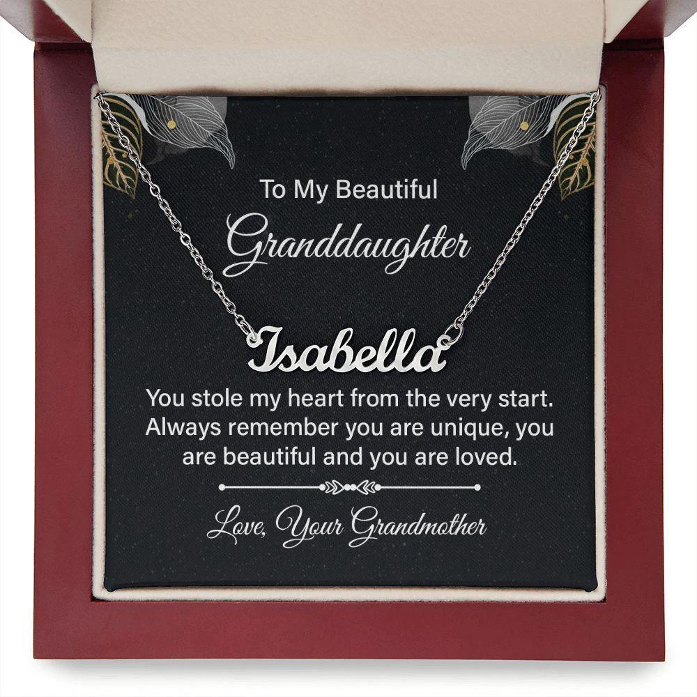 To My Beautiful Granddaughter - You Stole My Heart - Personalized Name Necklace
