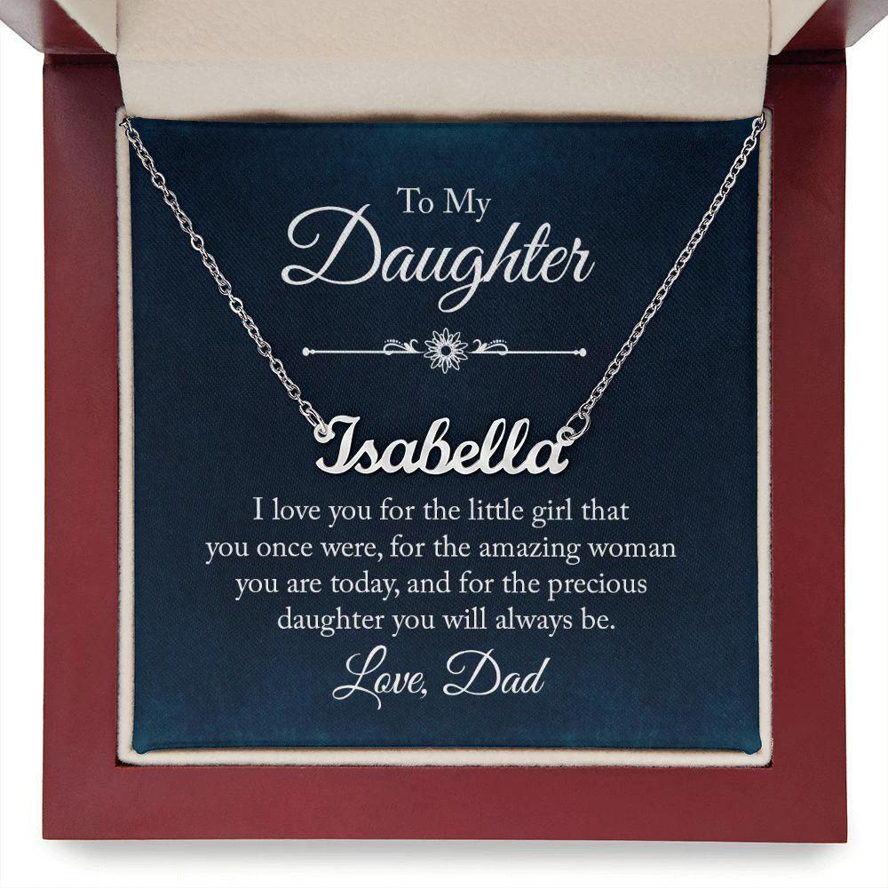 To My Daughter - I Love You, Dad Personalized Name Necklace
