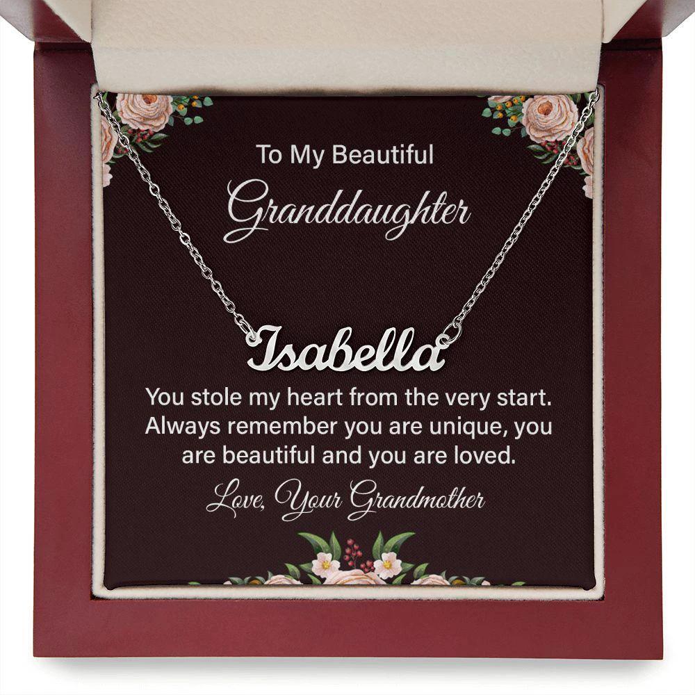 To My Beautiful Granddaughter - You are Unique - Personalized Name Necklace