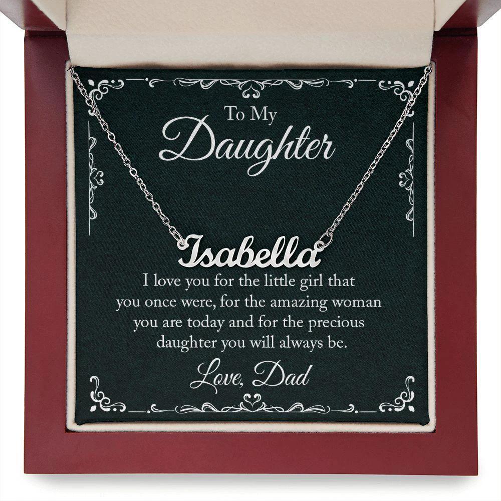 To My Daughter - I Love-you - Personalized Name Necklace