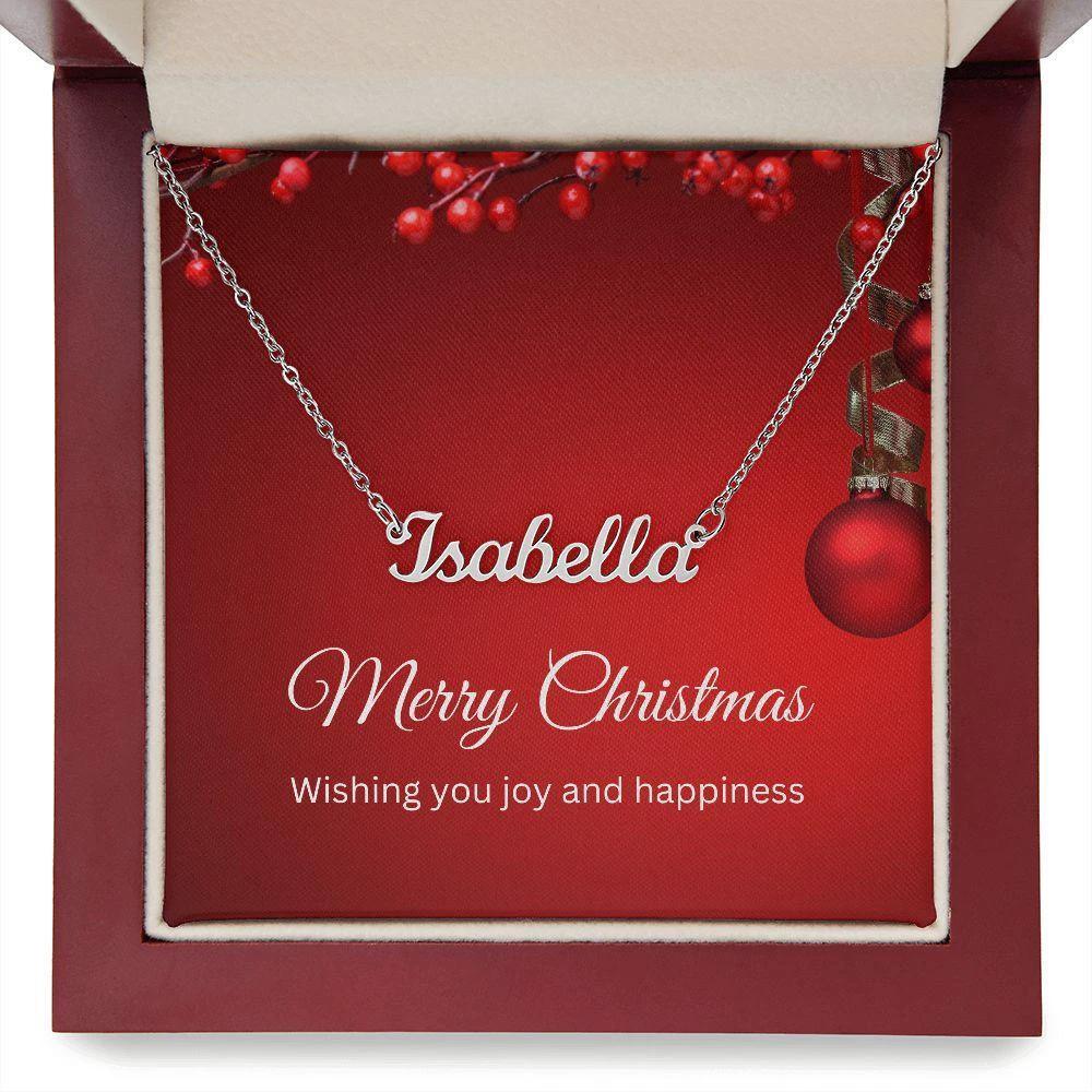 Personalized Name Necklace Christmas Message Card