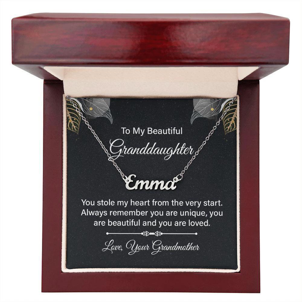 To My Beautiful Granddaughter - You Stole My Heart - Personalized Name Necklace