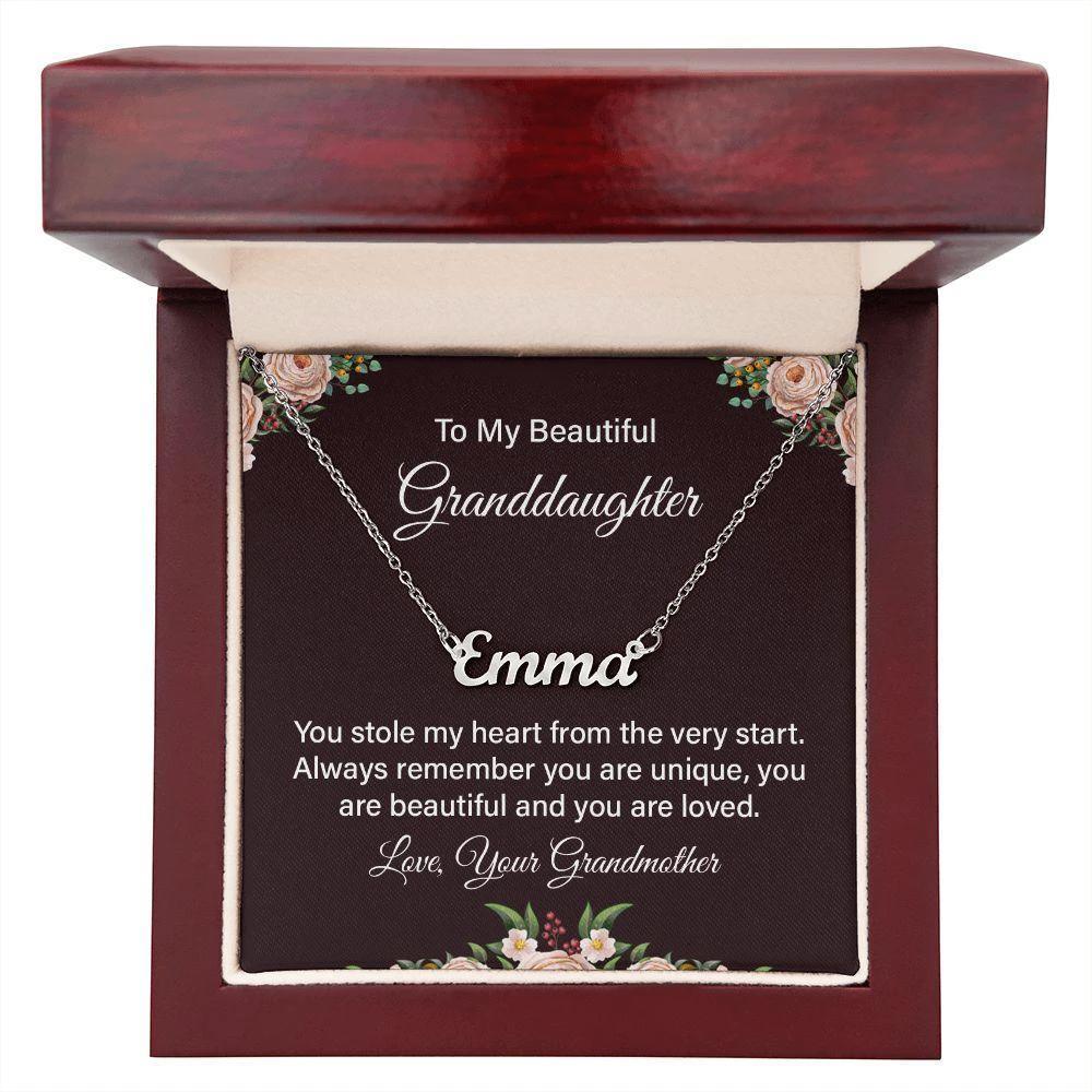 To My Beautiful Granddaughter - You are Unique - Personalized Name Necklace