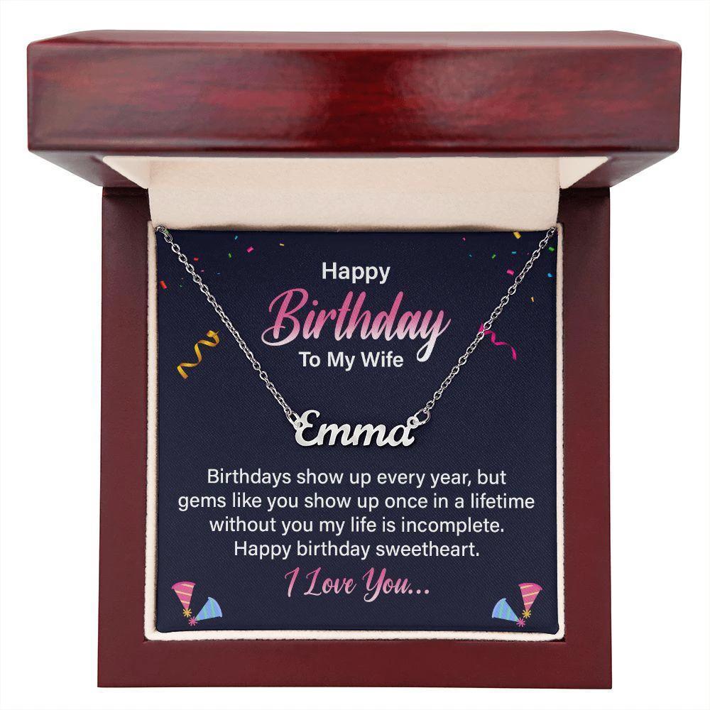 Happy Birthday to my Wife - Personalized Name Necklace