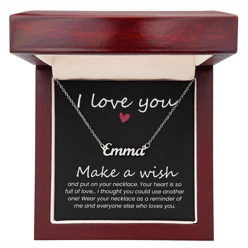 A Gift for Her - Make a Wish - Personalized Name Necklace - I Love You