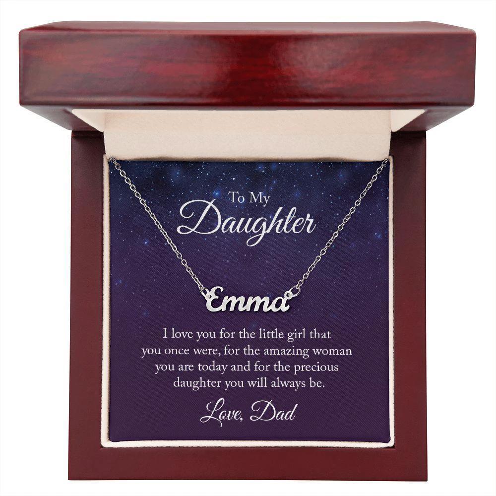 To My Daughter Love Dad Personalized Name Necklace