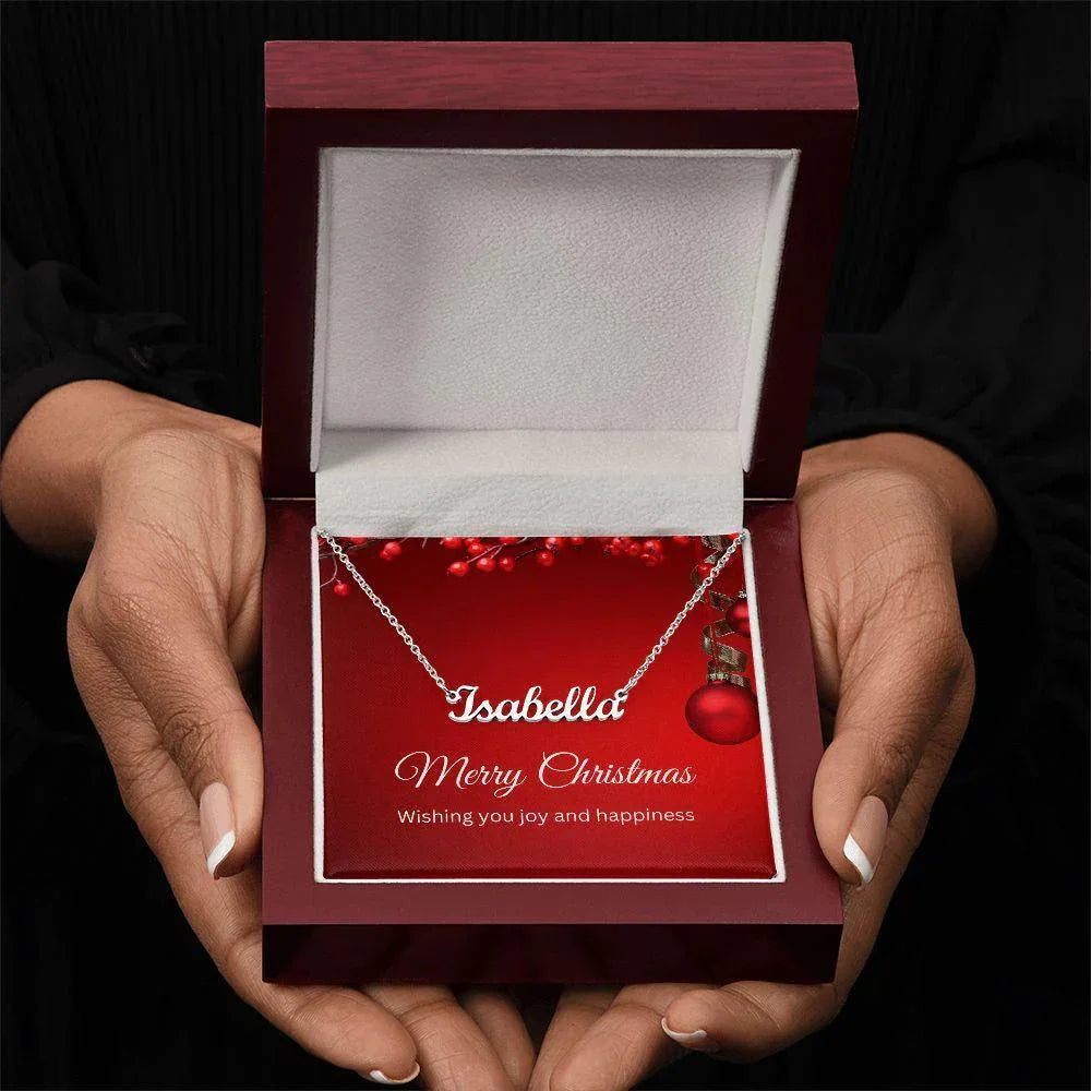 Personalized Name Necklace Christmas Message Card