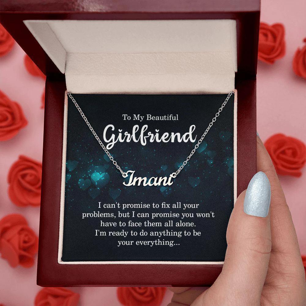 To My Beautiful Girlfriend - I Promise - Personalized Name Necklace