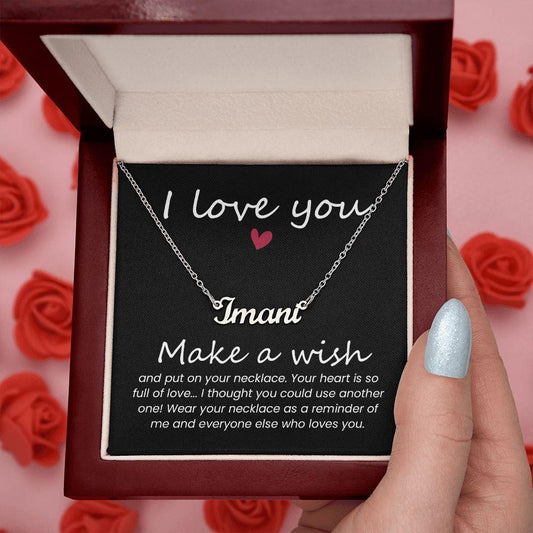 A Gift for Her - Make a Wish - Personalized Name Necklace - I Love You - Mallard Moon Gift Shop