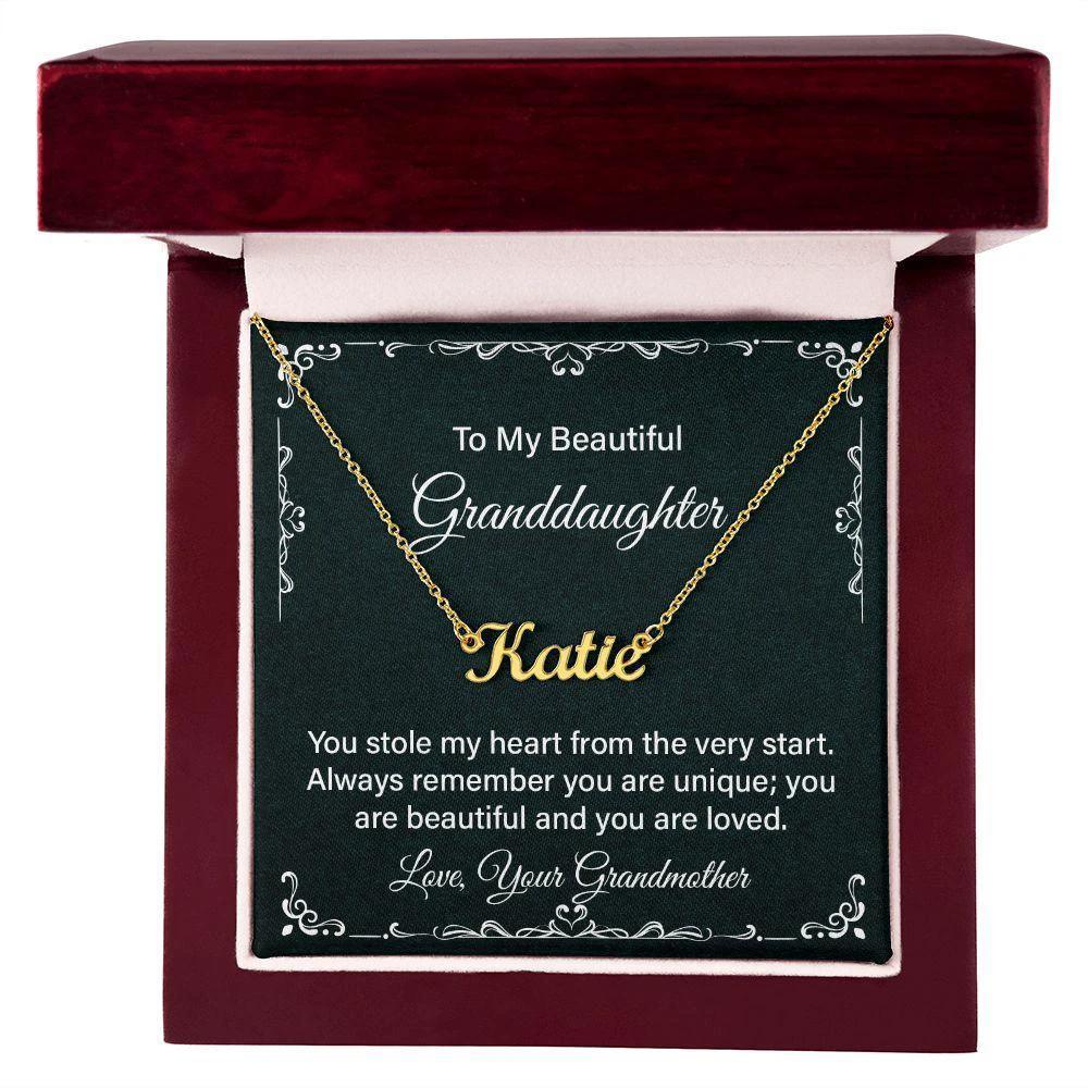 To My Beautiful Granddaughter Love Grandmother Personalized Name Necklace