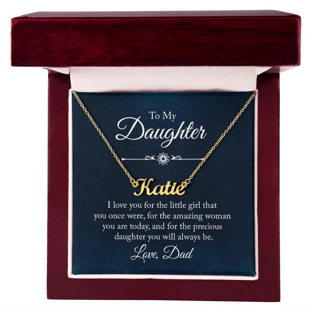 To My Daughter - I Love You, Dad Personalized Name Necklace