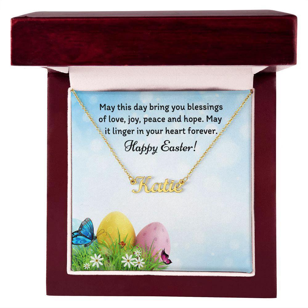 Happy Easter Personalized Name Necklace