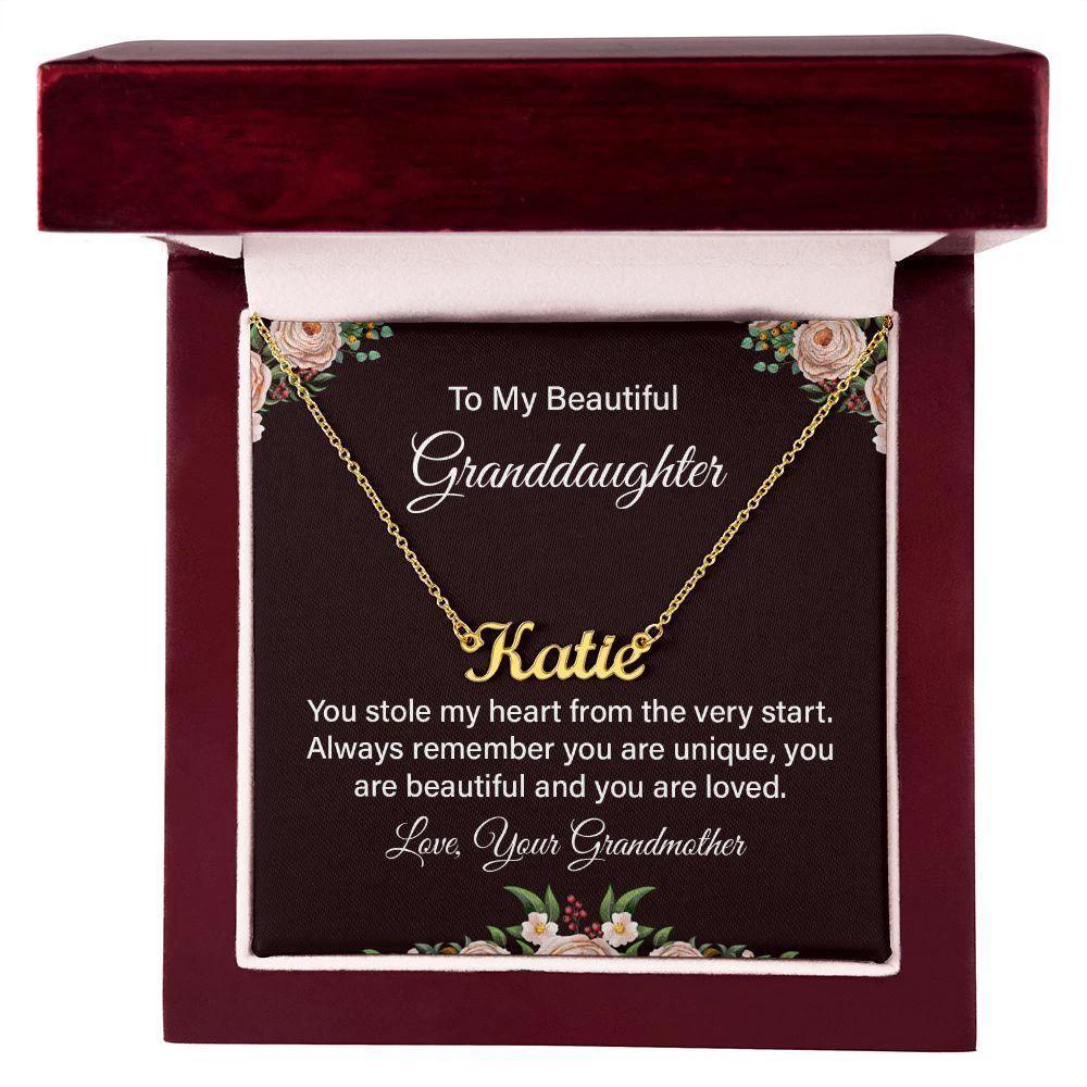 To My Beautiful Granddaughter - You are Unique - Personalized Name Necklace