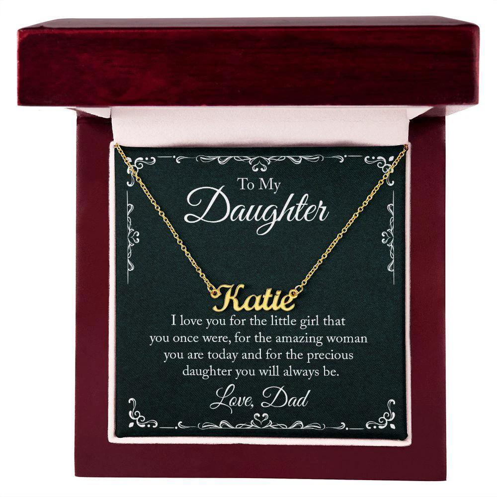 To My Daughter - I Love-you - Personalized Name Necklace