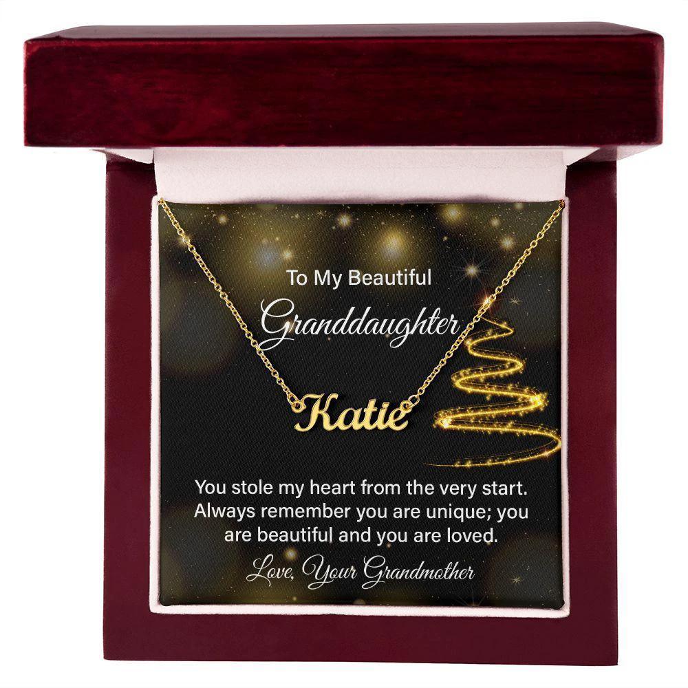 To My Beautiful Granddaughter - You Stole my Heart - Christmas Personalized Name Necklace