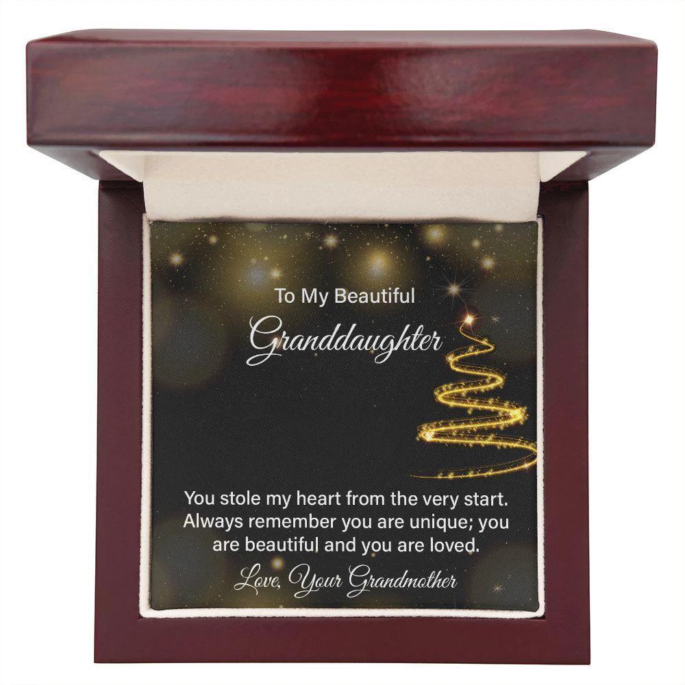 To My Beautiful Granddaughter - You Stole my Heart - Christmas Personalized Name Necklace
