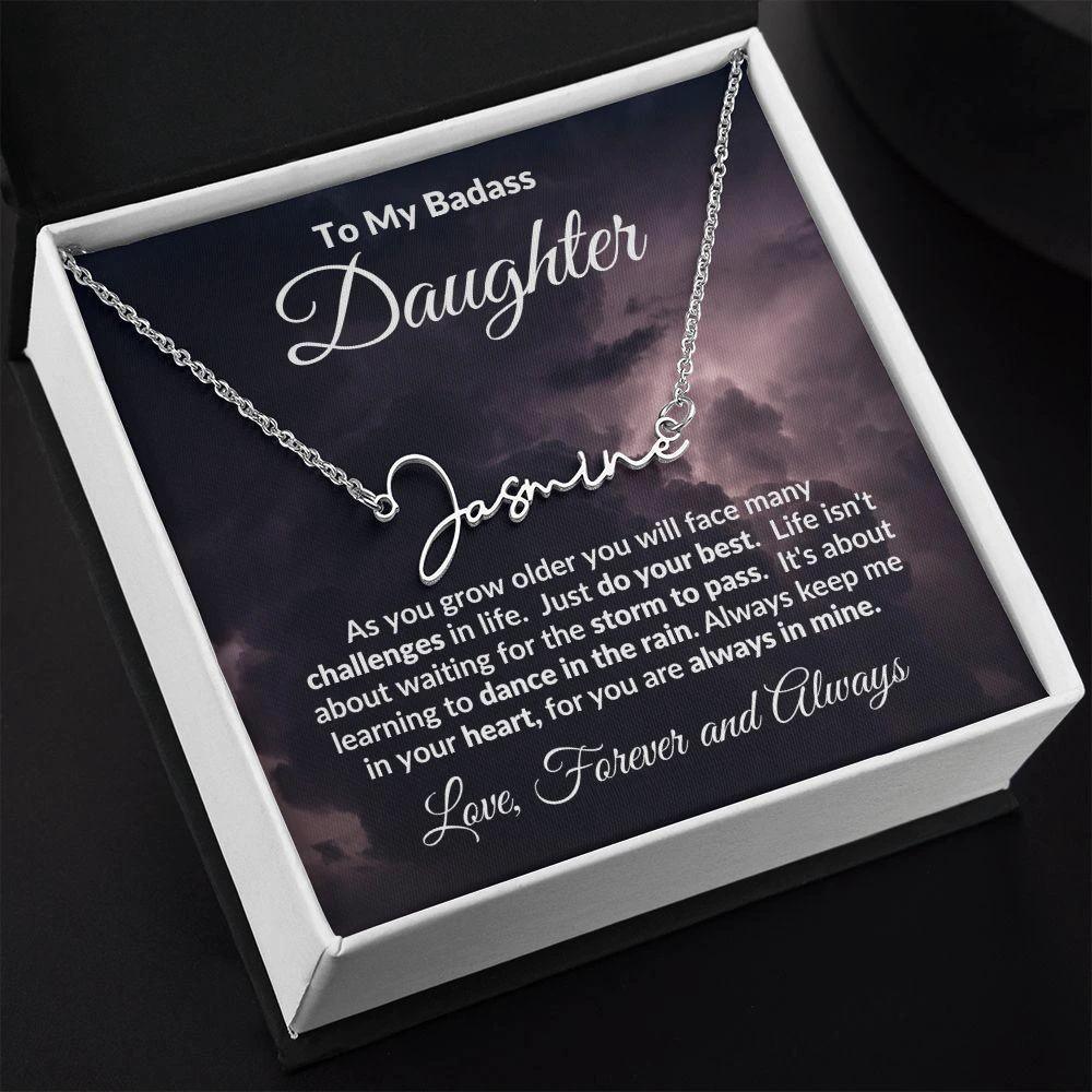 To My Badass Daughter Dance in the Rain Personalized Name Necklace
