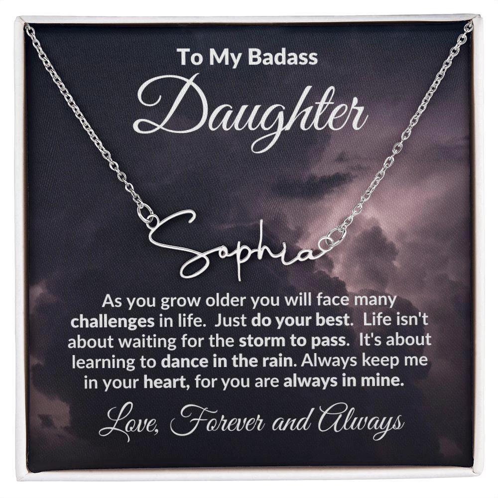 To My Badass Daughter Dance in the Rain Personalized Name Necklace