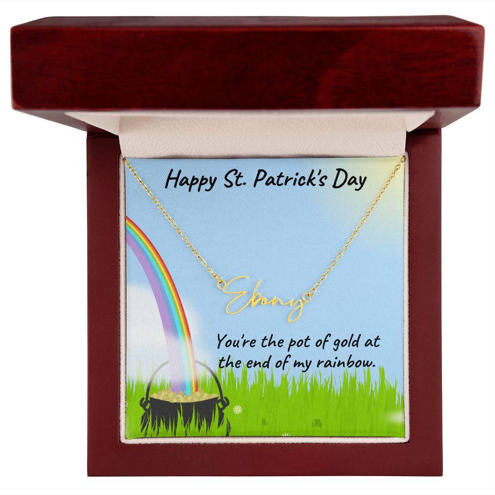 St. Patrick's Day Gift Personalized Script Name Necklace - Mallard Moon Gift Shop