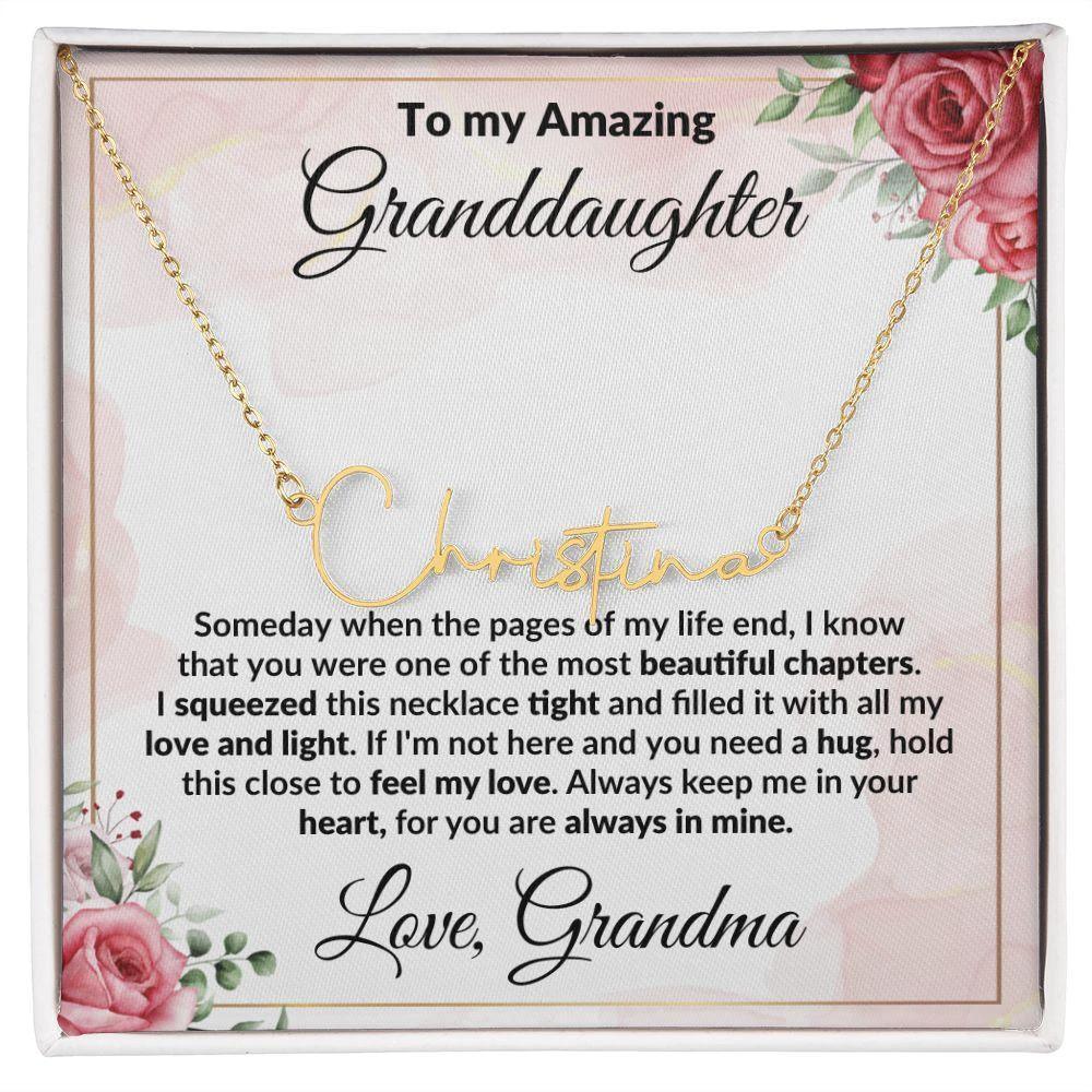 To My Amazing Granddaughter Personalized Script Name Necklace with Message Card