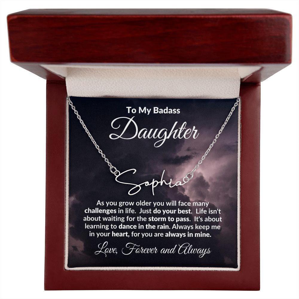 To My Badass Daughter Dance in the Rain Personalized Name Necklace