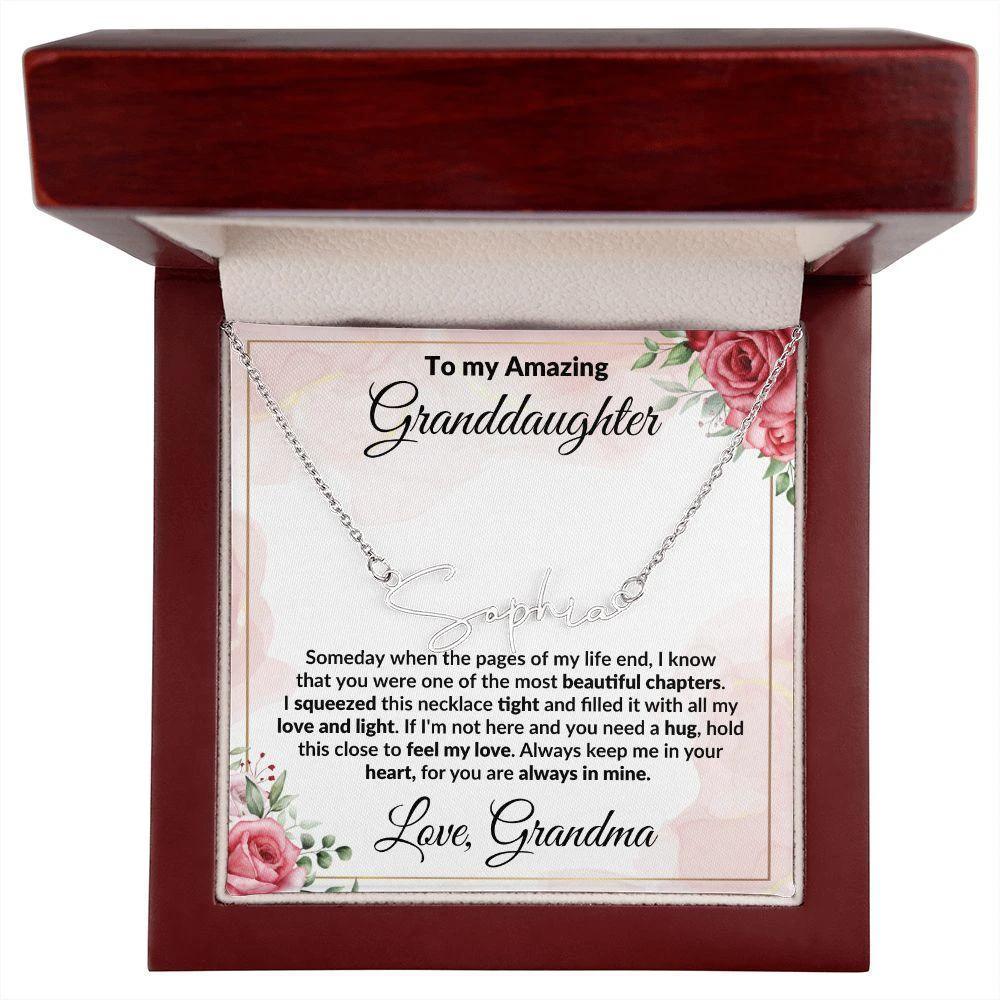 To My Amazing Granddaughter Personalized Script Name Necklace with Message Card