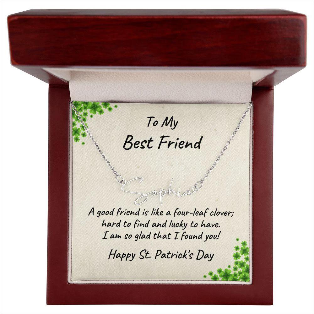 To My Best Friend - St. Patrick's Day Personalized Script Name Necklace