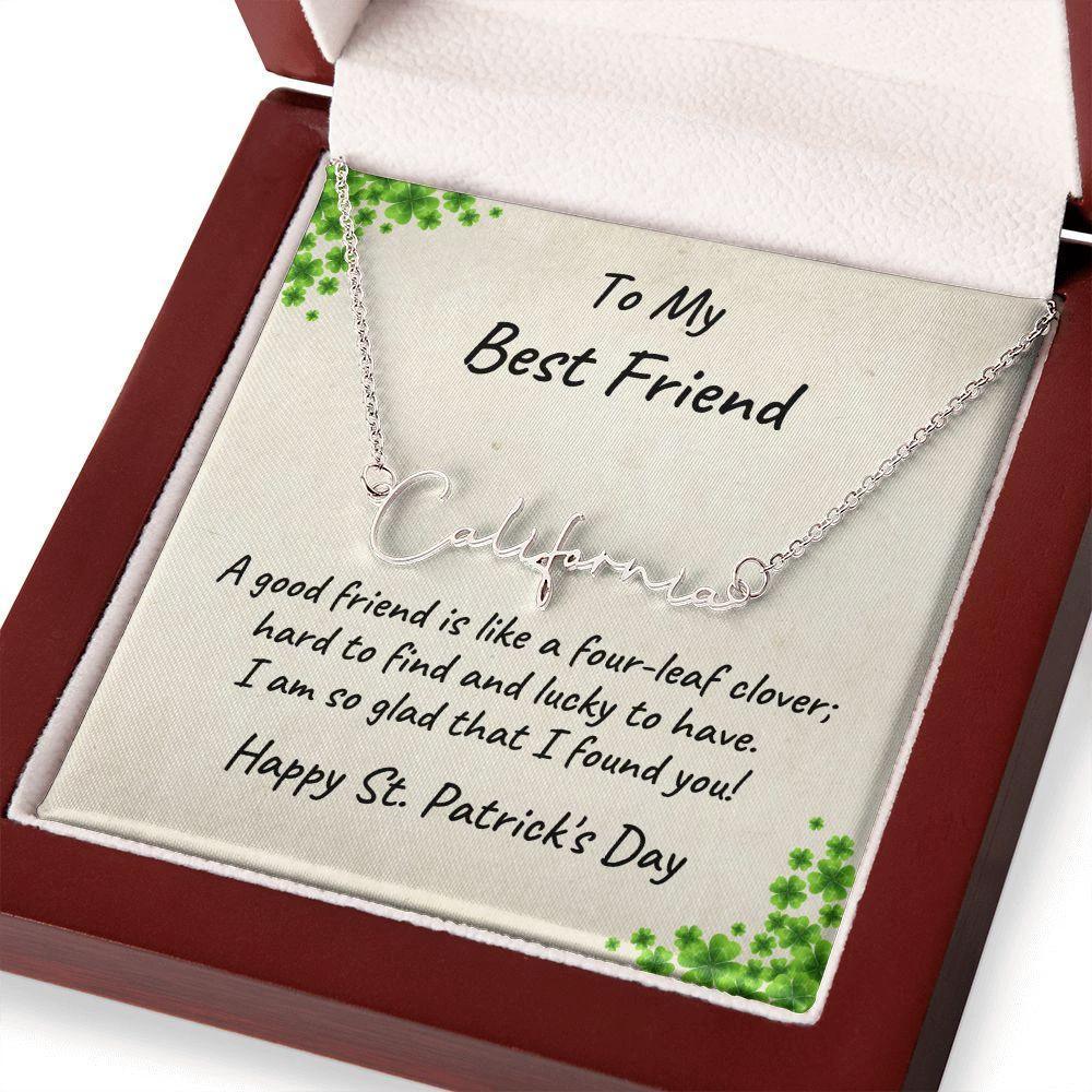 To My Best Friend - St. Patrick's Day Personalized Script Name Necklace