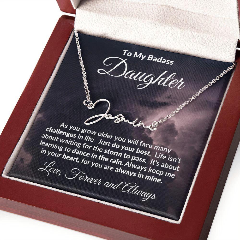 To My Badass Daughter Dance in the Rain Personalized Name Necklace
