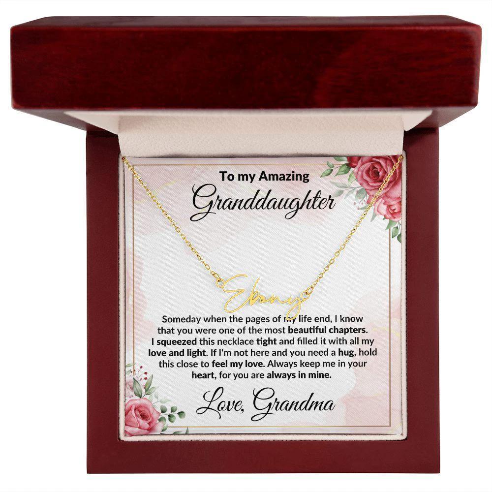 To My Amazing Granddaughter Personalized Script Name Necklace with Message Card