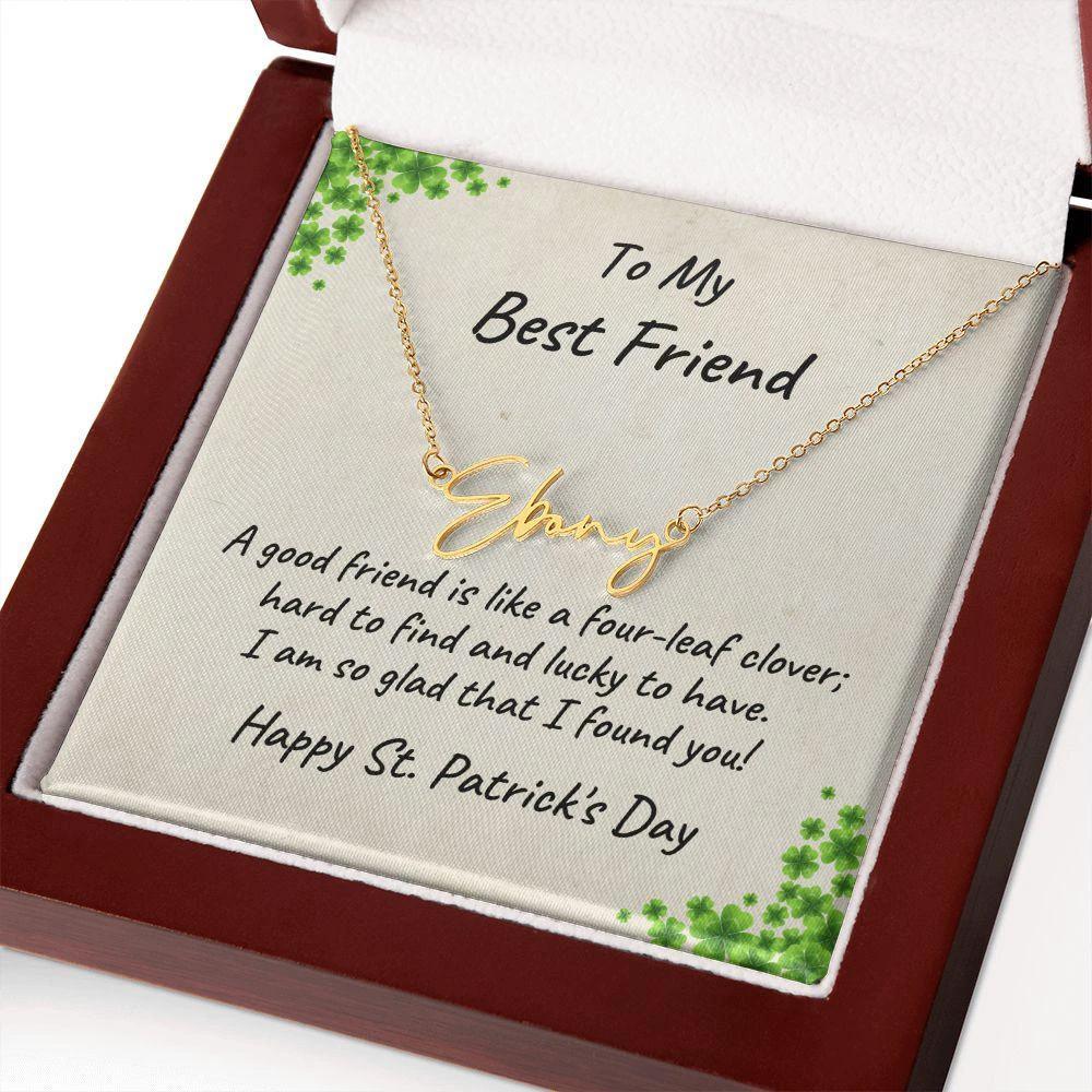 To My Best Friend - St. Patrick's Day Personalized Script Name Necklace