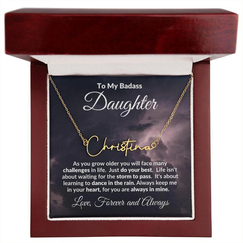 To My Badass Daughter Dance in the Rain Personalized Name Necklace