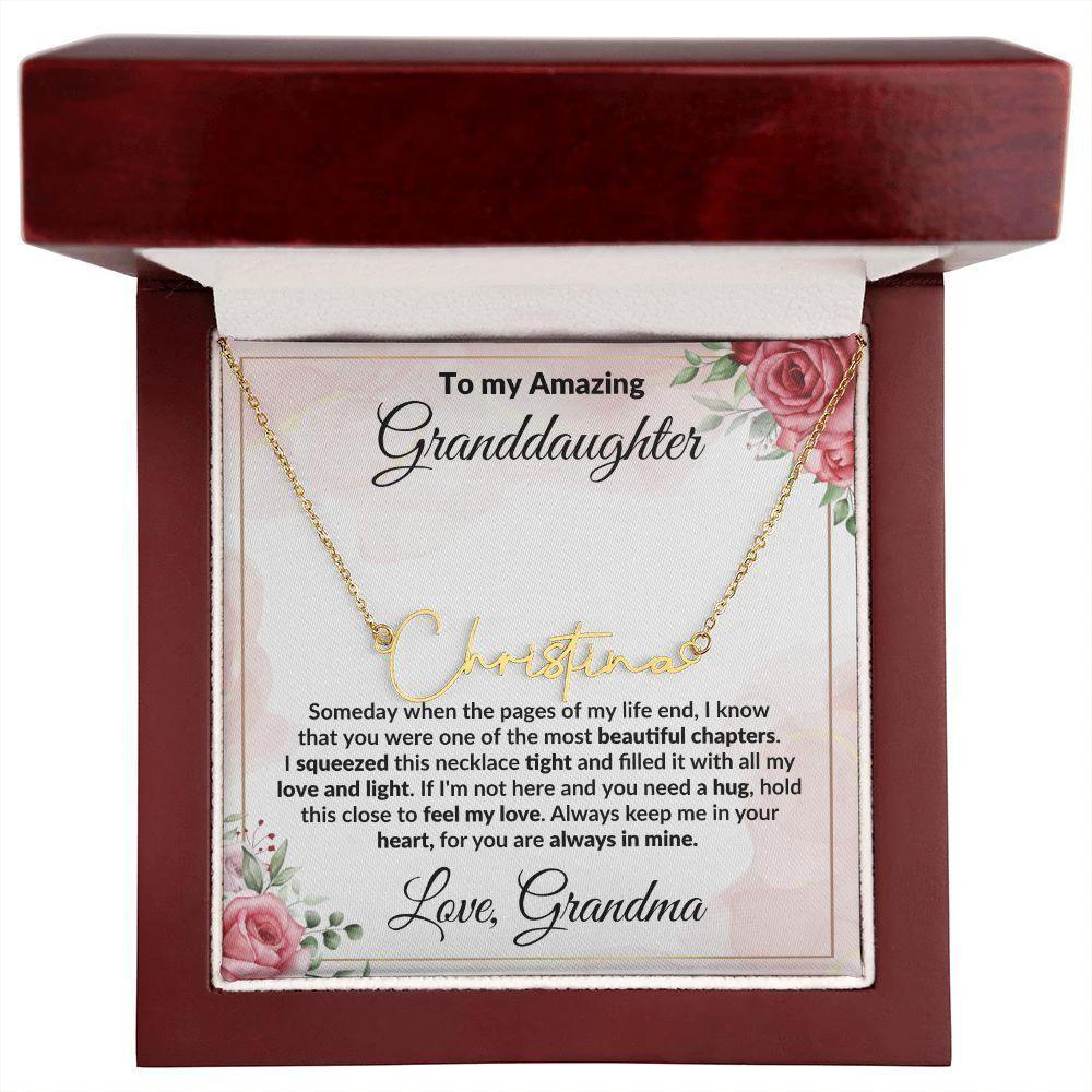 To My Amazing Granddaughter Personalized Script Name Necklace with Message Card