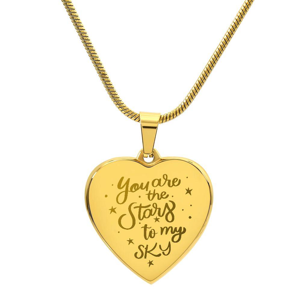 You Are the Stars To My Sky Engraved Heart Necklace - Mallard Moon Gift Shop