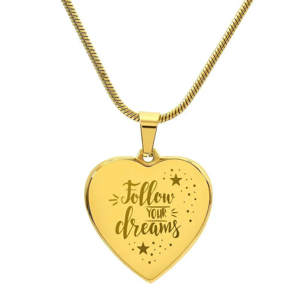 Follow Your Dreams Personalized Engraved Heart Necklace