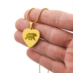 Mama Bear Engraved Heart Necklace
