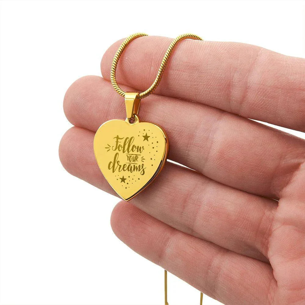 Follow Your Dreams Personalized Engraved Heart Necklace