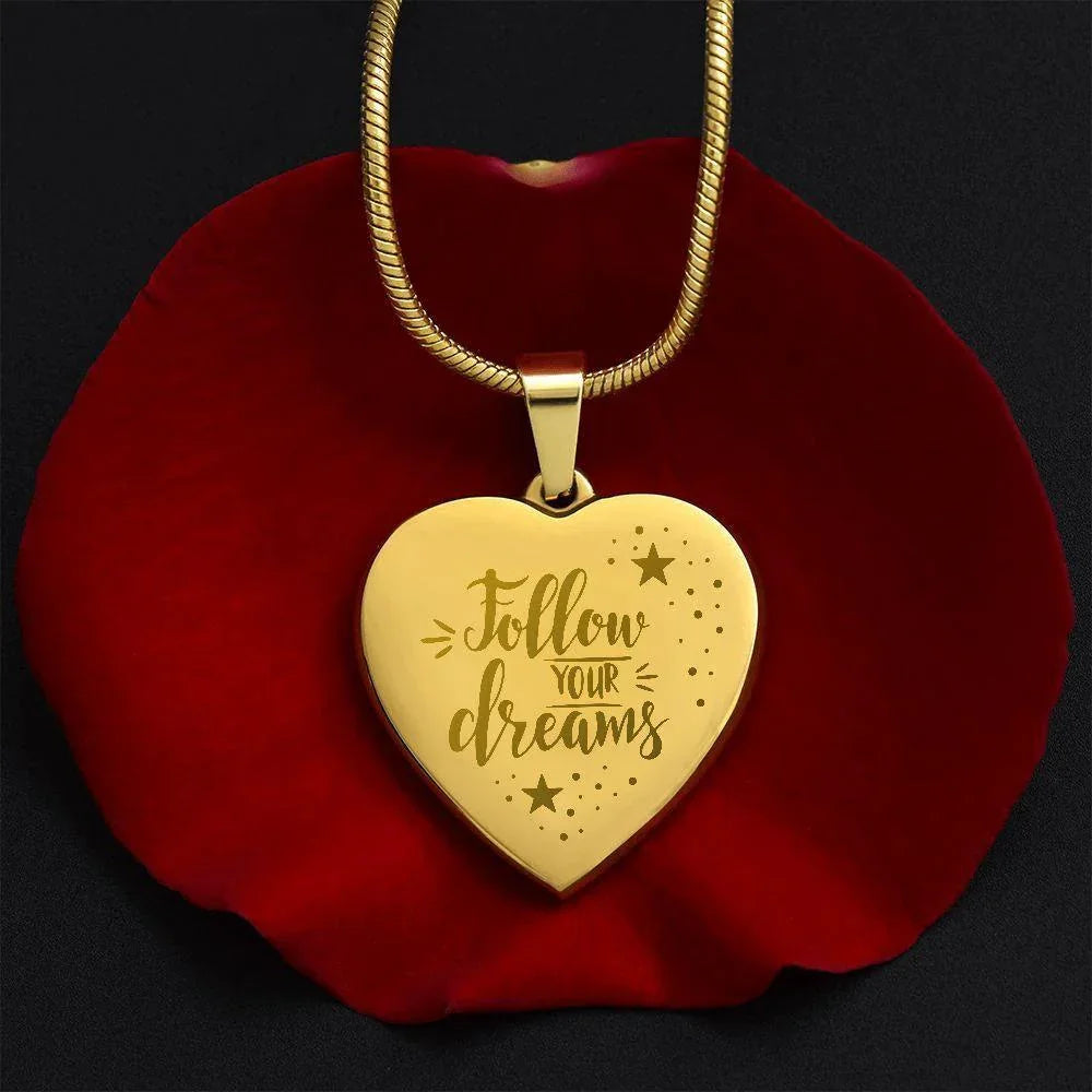 Follow Your Dreams Personalized Engraved Heart Necklace
