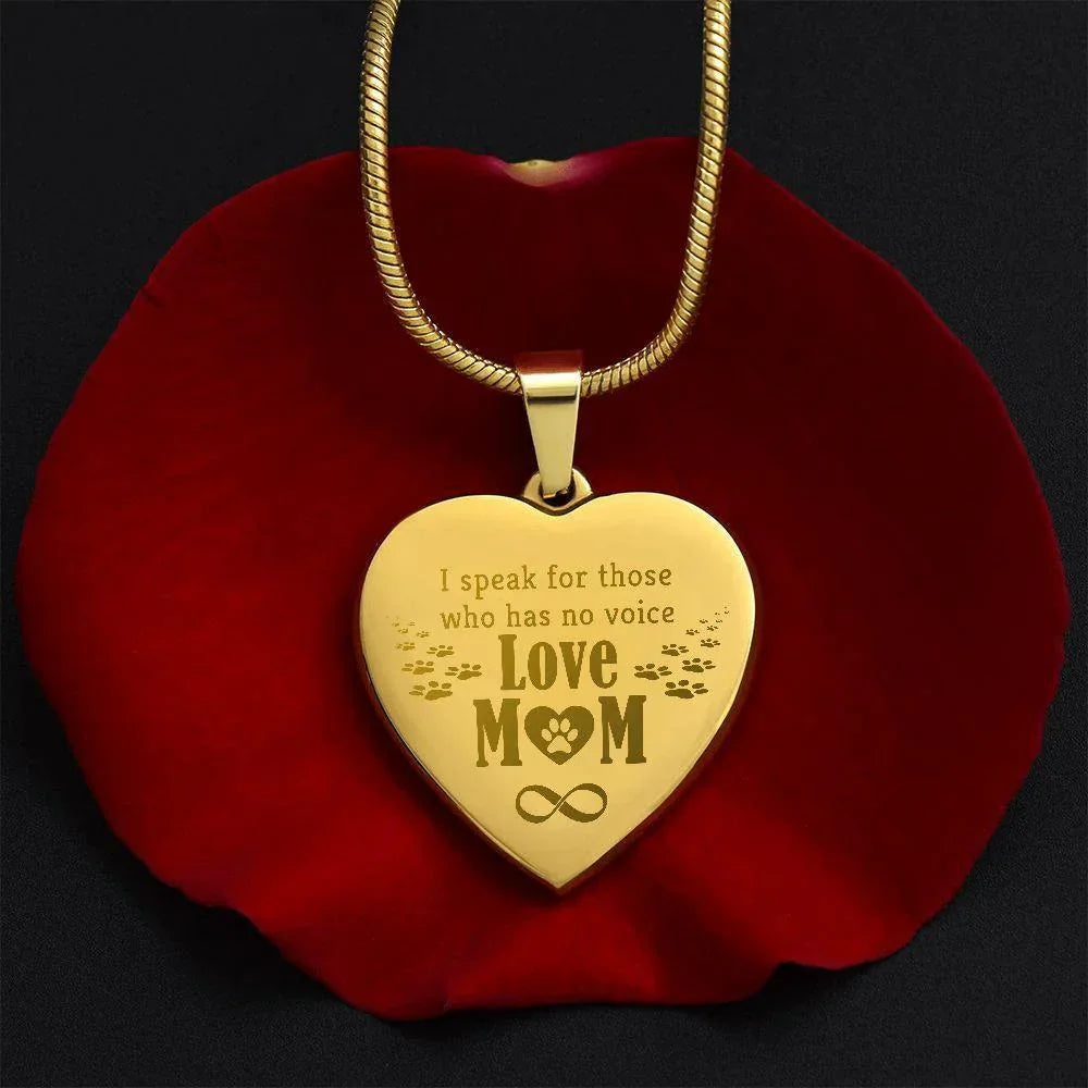 Dog Mom Engraved Heart Necklace