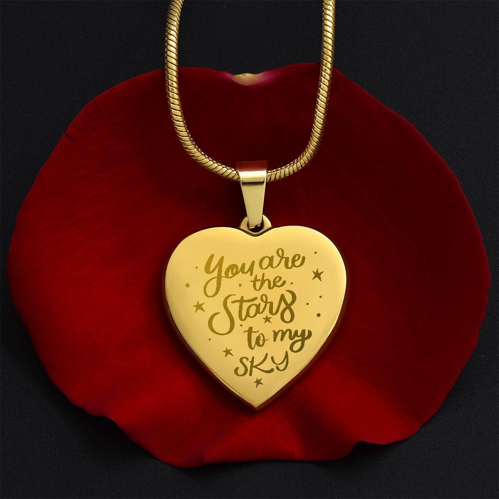 You Are the Stars To My Sky Engraved Heart Necklace - Mallard Moon Gift Shop