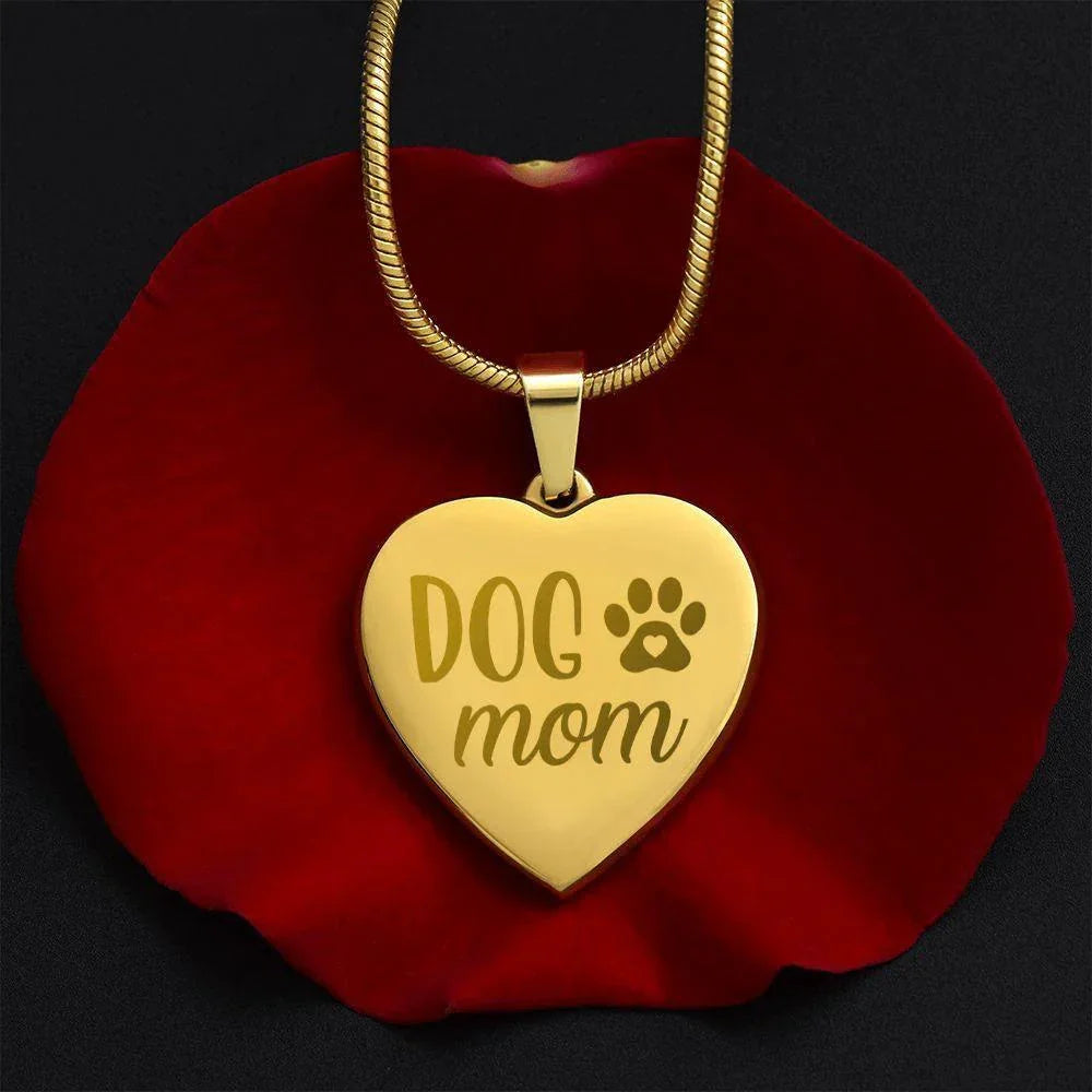 Dog Mom Personalized Engraved Heart Necklace