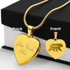 Mama Bear Engraved Heart Necklace