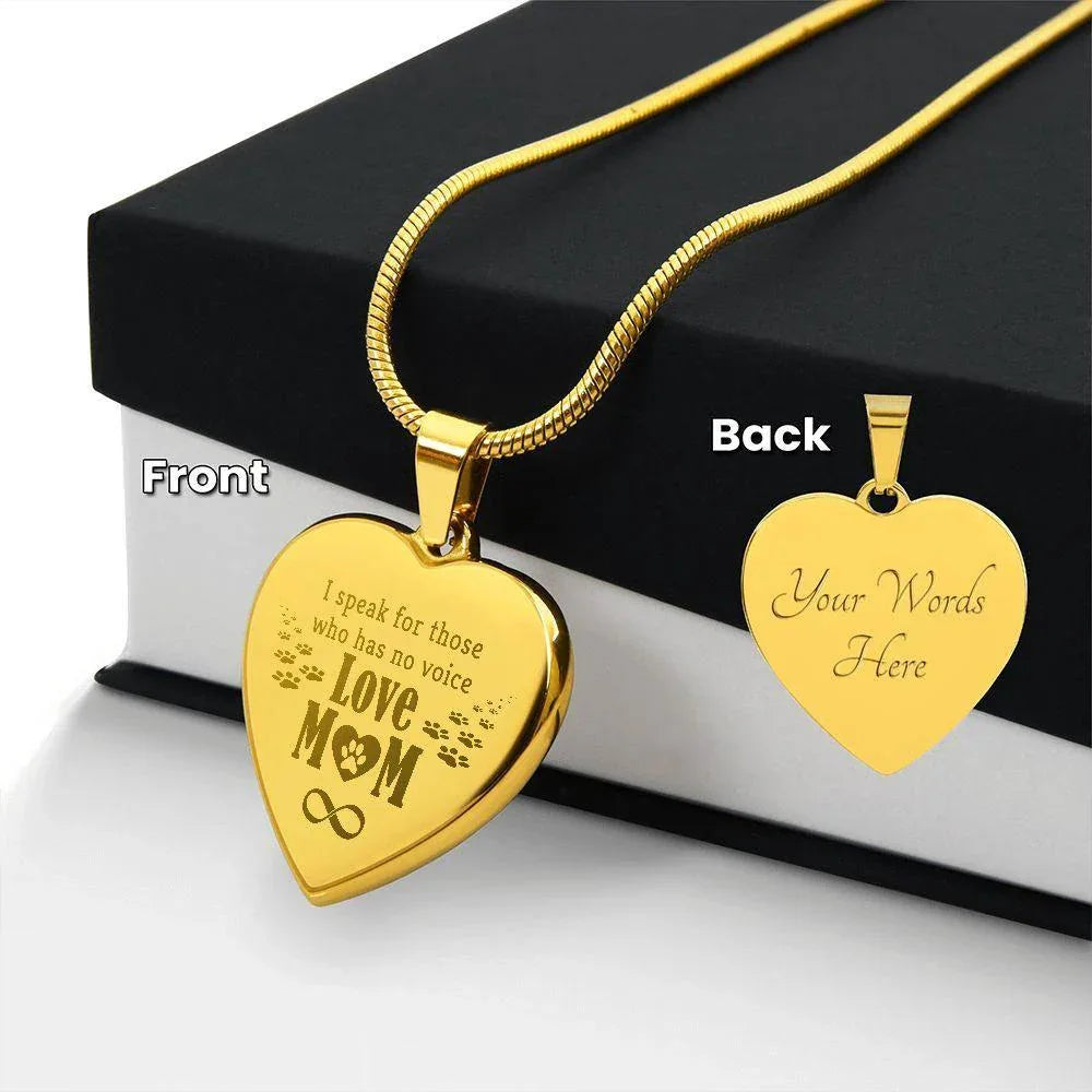 Dog Mom Engraved Heart Necklace
