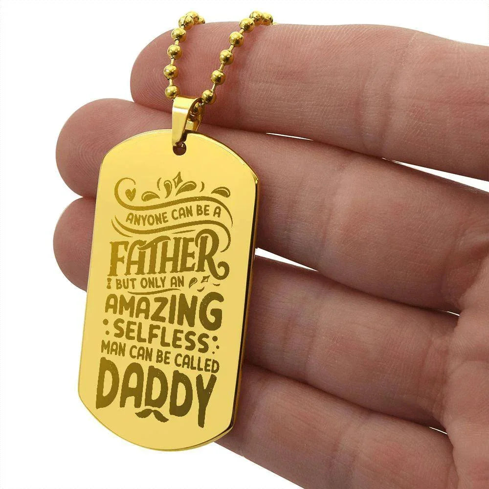 Gift for Dad - Personalized Engraved Dog Tag Necklace