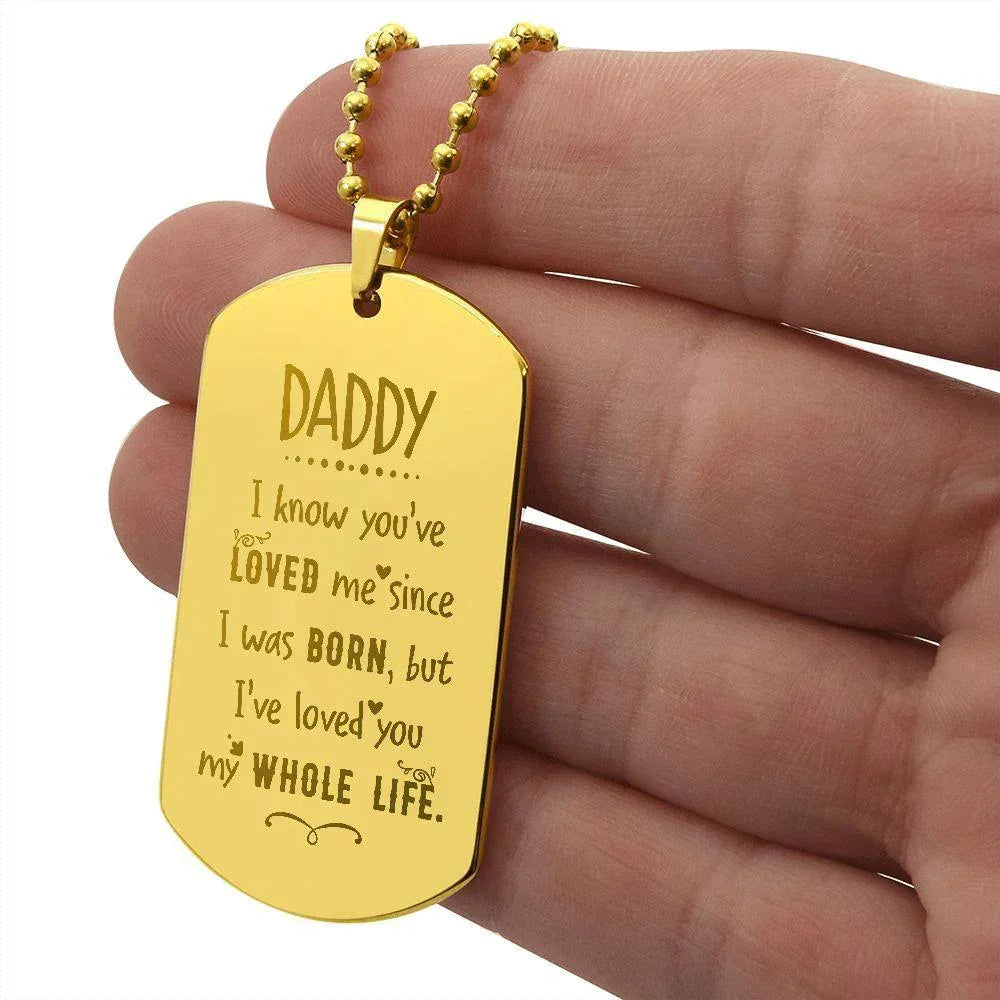 Gift For Dad Engraved Dog Tag Necklace