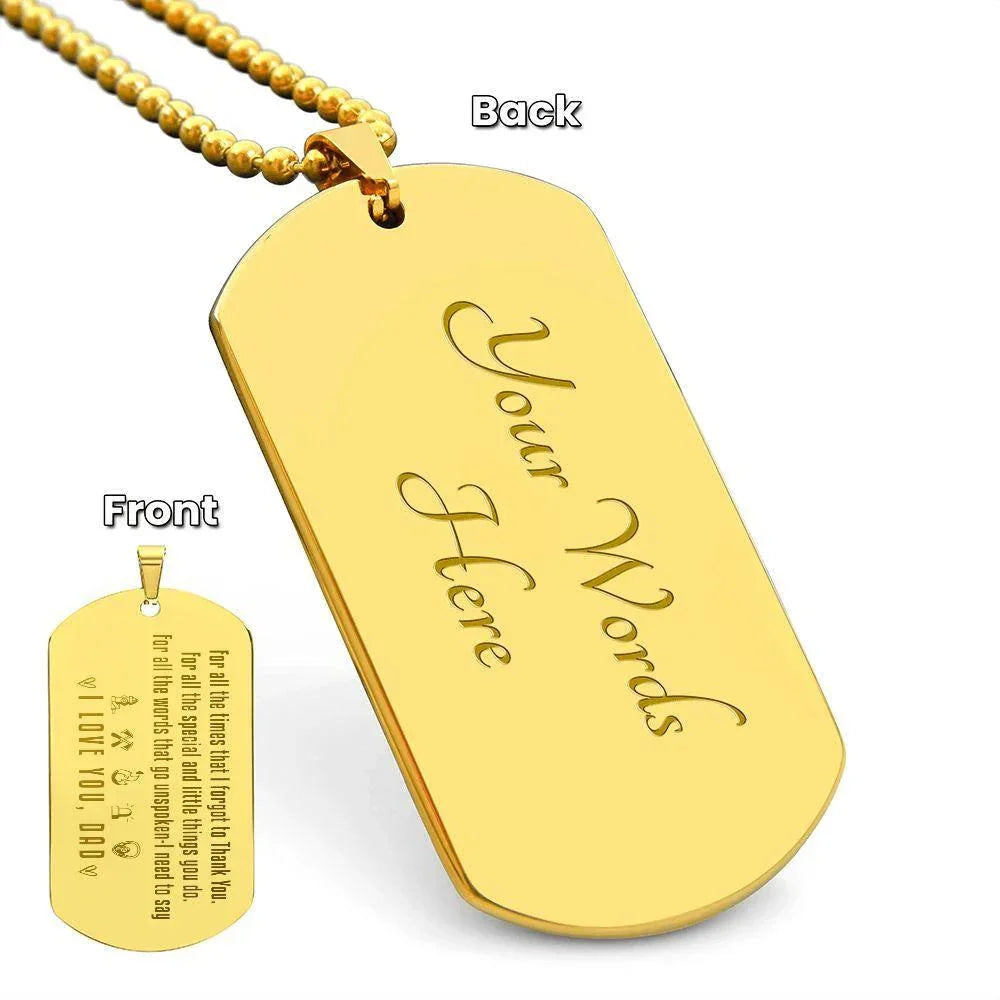 To My Firefighter Dad Engraved Dog Tag Necklace